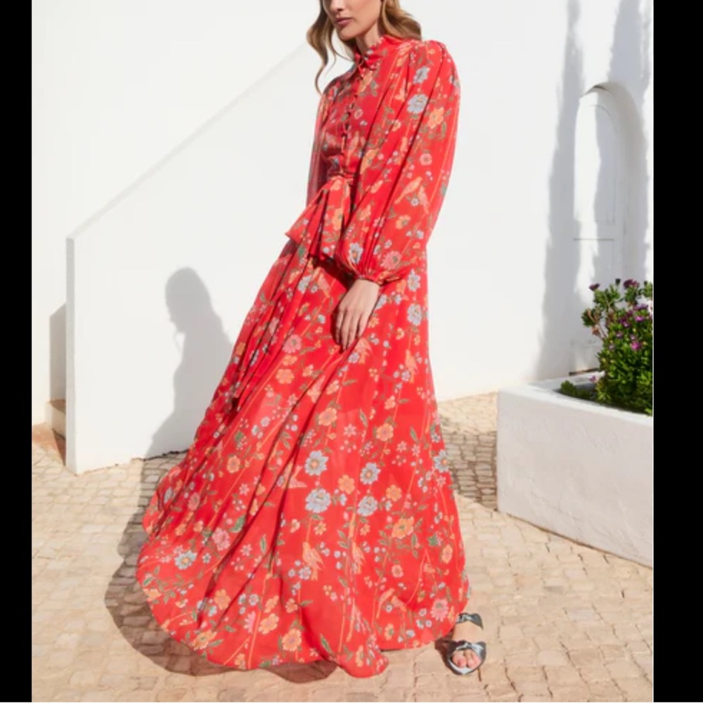 Beulah London Wilder Bamboo & Birds Red Dress. UK size 6. Never worn